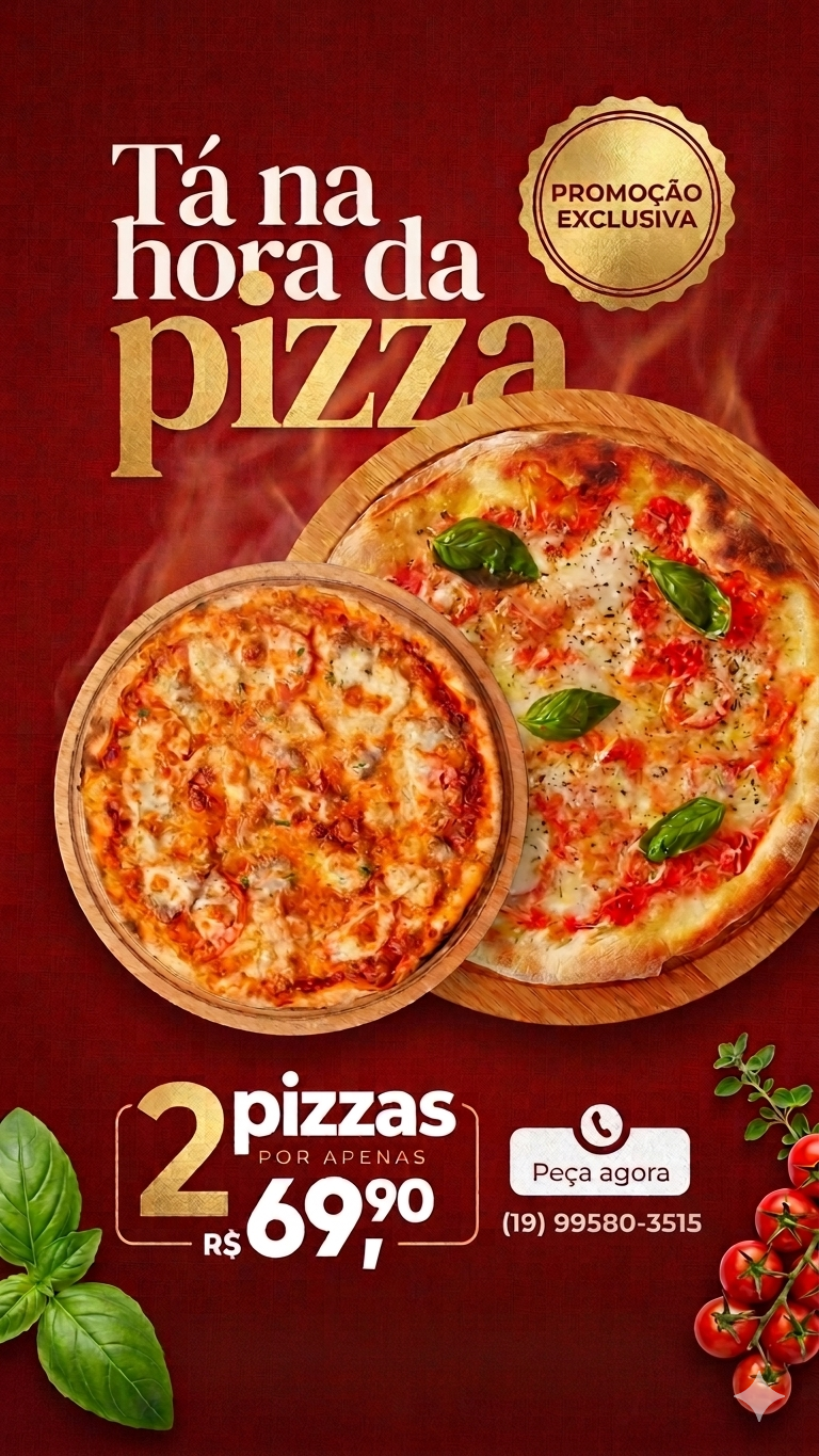 Pizza A Dupla Imbatível — 2 pizzas grandes (8 pedaços cada) com seus sabores favoritos | Marinho Pizzaria — pizzaria Limeira e pizza delivery Limeira/SP